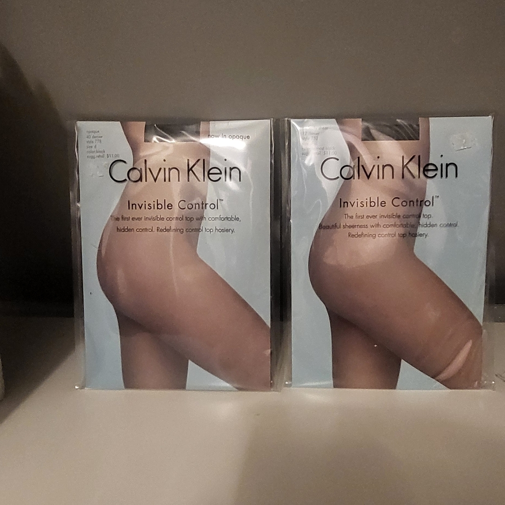 Two Calvin Klein Invisible Control Hosiery - Beige Size D